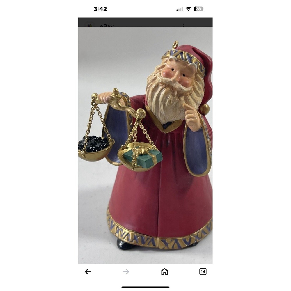 2003 Hallmark Keepsake Ornament " The decision" Santa Is Judge Holding Scales